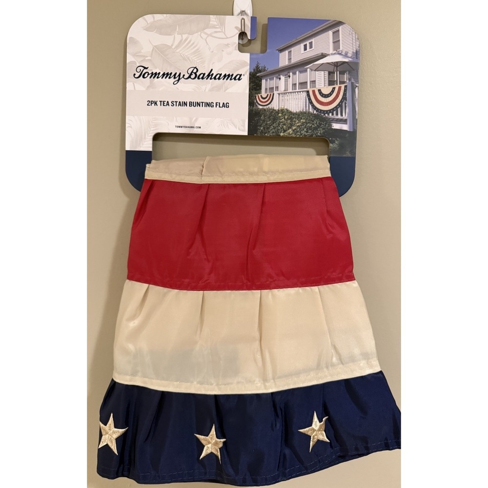 NEW Tommy Bahama Tea-Stained Flag Bunting 58 X 27 2-Pack Americana 4th Of July